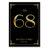 Great Gatsby Art Deco Table Number 68 Gold Black Kaart (Voorkant)