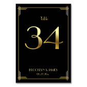 Great Gatsby Art Deco Tafelnummer 34 Goud Zwart (Voorkant)