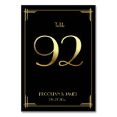 Great Gatsby Art Deco Tafelnummer 92 Goud Zwart (Achterkant)