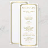 Great Gatsby Art Deco White Gold Wedding Menu Kaar (Voorkant / Achterkant)