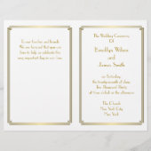 Great Gatsby Art Déco White Gold Wedding Programme (Devant)