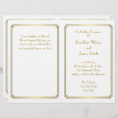 Great Gatsby Art Déco White Gold Wedding Programme (Devant / Derrière)