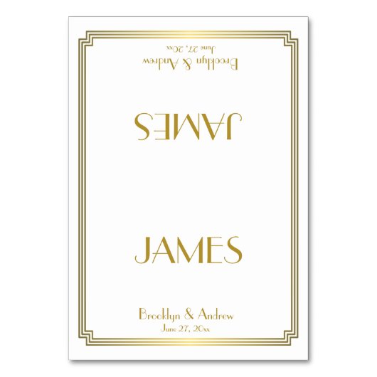 Great Gatsby Art Déco White Mariage Cartes de Plac (Par défaut)