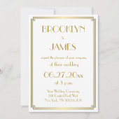 Great Gatsby Art Déco White Wedding Invitations (Devant)