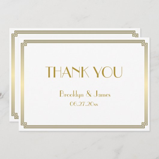 Great Gatsby Art Deco Witte Trouw Trouwkaart Bedankkaart (Voorkant / Achterkant)