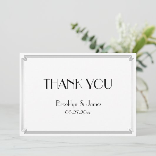 Great Gatsby Art Deco Zilveren Bruiloft Bedankt (Staand voorkant)