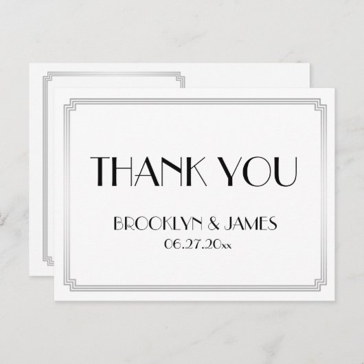 Great Gatsby Art Deco Zilveren Bruiloft Bedankt Briefkaart (Voorkant / Achterkant)