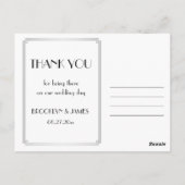 Great Gatsby Art Deco Zilveren Bruiloft Bedankt Briefkaart (Achterkant)