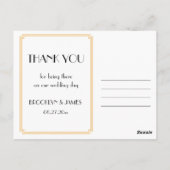 Great Gatsby Art Deco Zwarte Trouw Dank Je Briefkaart (Achterkant)