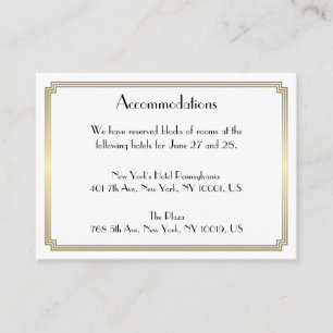 Great Gatsby Gold Mariage Cartes d'hébergement