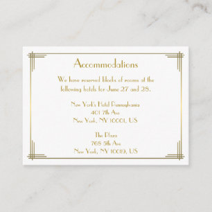 Great Gatsby Gold Mariage Cartes d'hébergement