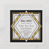 Great Gatsby Goud Witte Art Deco Bruidsdouche Kaart (Voorkant / Achterkant)