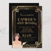 Great Gatsby Inspiré Art Déco Invitation Anniversa (Devant / Derrière)