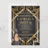 Great Gatsby Inspiré Art Déco Sweet 16 Invitation (Devant)