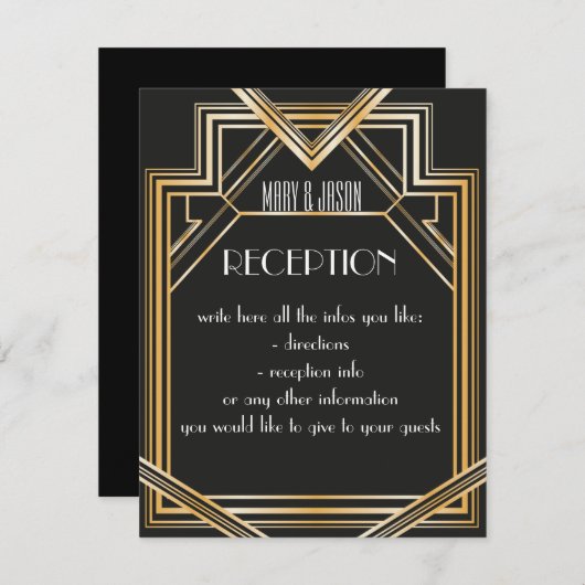 Great Gatsby inspiré Réception ou carte d'itinérai (Devant / Derrière)