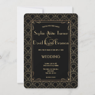 Great Gatsby jaren '20 Art Deco Wedding Invite Kaart
