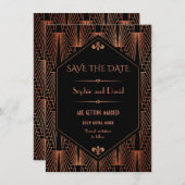 Great Gatsby Koperen Art Deco Trouw Save The Date Kaart (Voorkant / Achterkant)