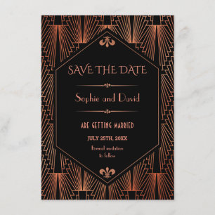 Great Gatsby Koperen Art Deco Trouw Save The Date Kaart