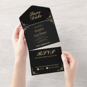 Great Gatsby Save the Date RSVP All In One Uitnodiging (Afscheurbaar)