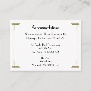 Great Gatsby White Mariage Cartes d'hébergement