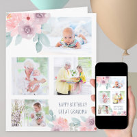 Great Grandma 4 Photo Delicate Flowers Birthday