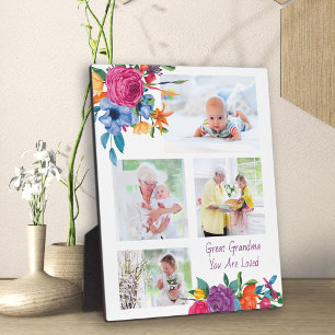 Great Grandma 4 Photo Vibrant Floral Lijst Fotoplaat