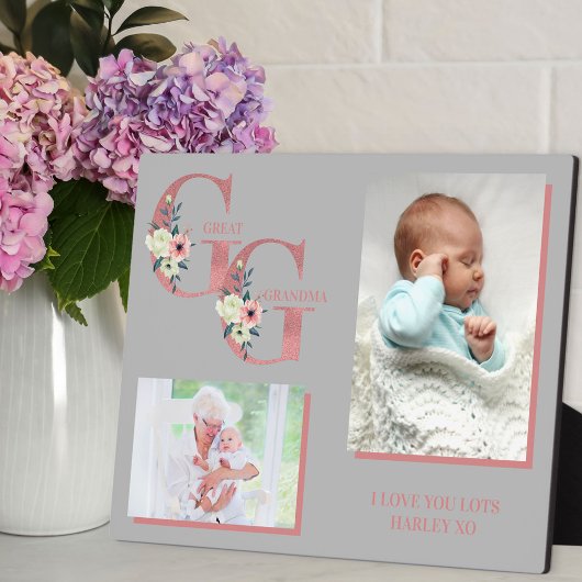 Great Grandma GG Floral Letters | 2 Foto Fotoplaat