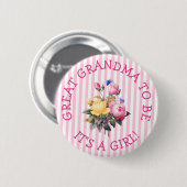 GREAT GRANDMA om Button van roze Baby shower te zi (Voorkant /achterkant)