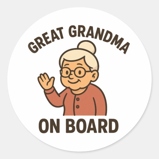 Great Grandma On Board Ronde Sticker (Voorkant)