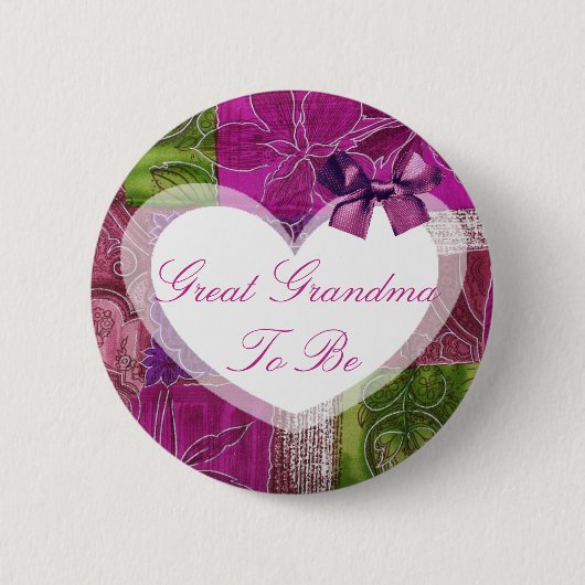 Great Grandma Paars Quilt Baby shower Button (Voorkant)