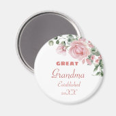 Great Grandma Year Established Custom Pink Roses  Magneet (Voorkant / Achterkant)