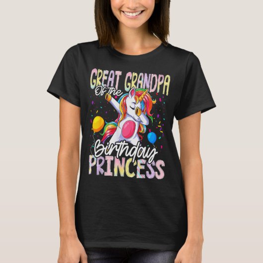 Great Grandpa Of The Birthday Princess Dabbing Uni T-shirt (Voorkant)