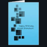 Great Grandson Résumé Design Blue Birthday Card<br><div class="desc">Une carte simple adaptée à l'anniversaire de votre petit-fils. Carrés noirs et gris sur un arrière - plan bleu clair. Une carte simple mais très élégante pour souhaiter un joyeux anniversaire à votre arrière petit-fils.</div>