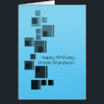 Great Grandson Résumé Design Blue Birthday Card<br><div class="desc">Une carte simple adaptée à l'anniversaire de votre petit-fils. Carrés noirs et gris sur un arrière - plan bleu clair. Une carte simple mais très élégante pour souhaiter un joyeux anniversaire à votre arrière petit-fils.</div>
