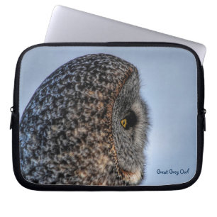 Great Grey Owl Raptor Winter Wildlife Foto Laptop Sleeve