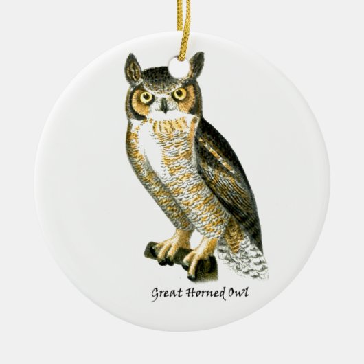 Great Horn Owl Keramisch Ornament (Voorkant)