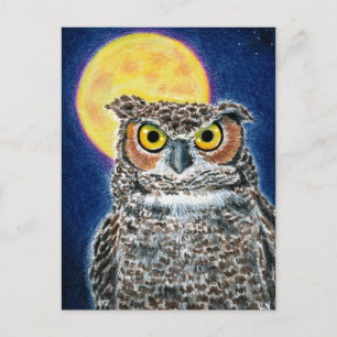 Great Horned Owl and Moon briefkaart