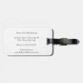 Great Horned Owl Blue Pattern Monogram Bagagelabel (Achterkant horizontaal)