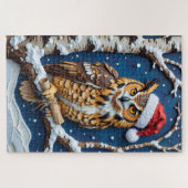 Great Horned Owl Christmas Scroll Bearer Hat Legpuzzel (Horizontaal)