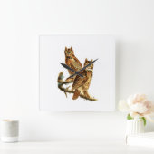 Great Horned Owl - Hoot Owl Vierkante Klok (Huis)