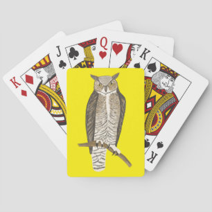 Great Horned Owl Illustrated Fierce Bird Pokerkaarten
