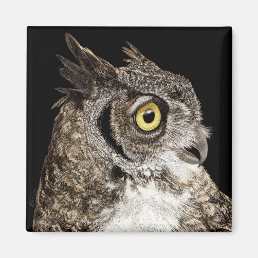 Great Horned Owl Magnet Magneet (Voorkant)