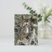 Great Horned Owl Post Card Briefkaart (Staand voorkant)