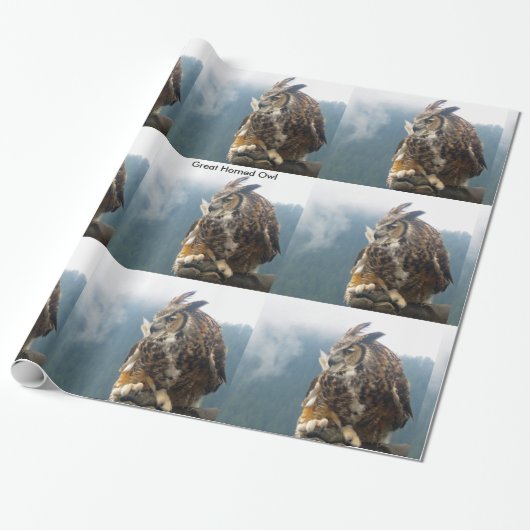 Great Horned Owl Wrapping Paper Cadeaupapier (Uitgerold)