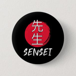 Great Karate Sensei Outfit Japan Fighting Desig Ronde Button 5,7 Cm