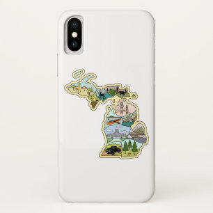 Great Lake State Michigan  Illustrated Map iPhone X Hoesje