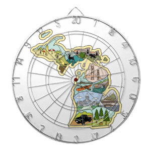 Great Lake State Michigan  Illustrated Map Dartbord