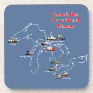 Great Lakes Coast Guard Cutters plastic onderzette Bier Onderzetter