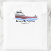 Great Lakes freighter Edward L. Ryerson billboard Ovale Sticker (Tas)