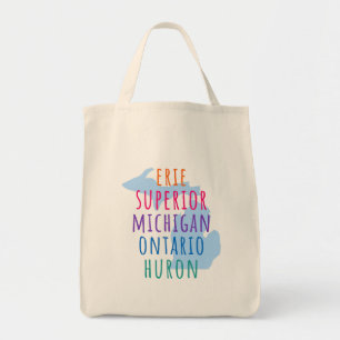 Great Lakes Simple Text Mitten State Boodschaptas Tote Bag